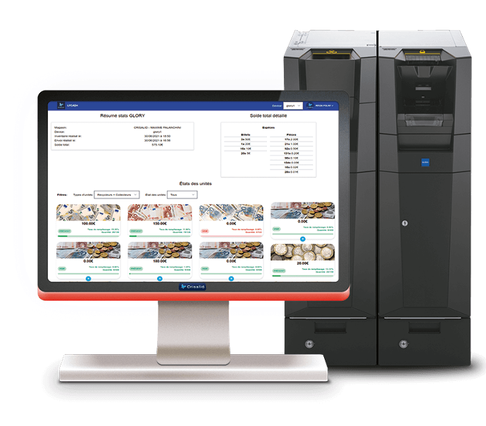 Monnayeur Glory CI-10 et application Crisalid Lycash