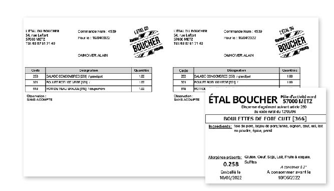 Feuille de production et étiquette commande boucherie Feuille de production et étiquette commande boucherie