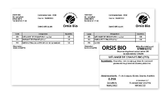 Feuille de production et étiquette commande Feuille de production et étiquette commande
