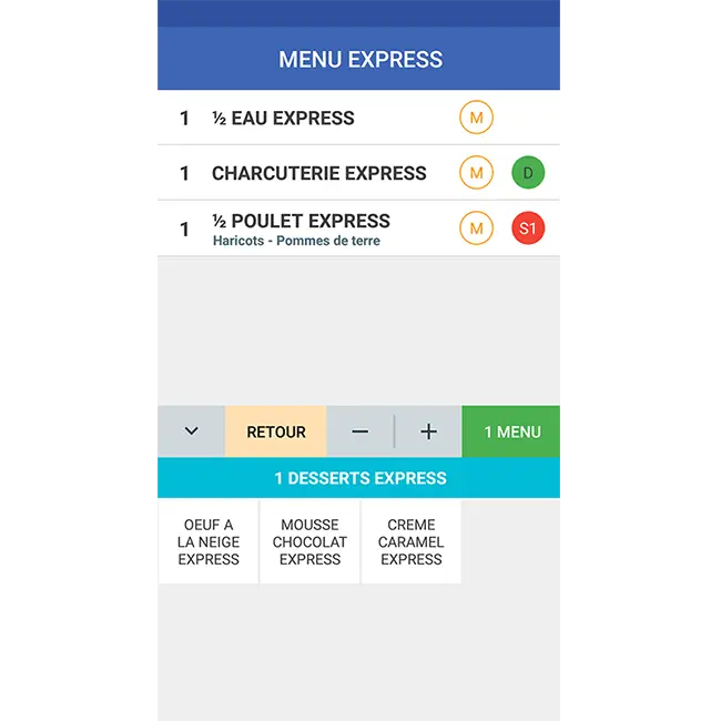 Saisie de menus guidée