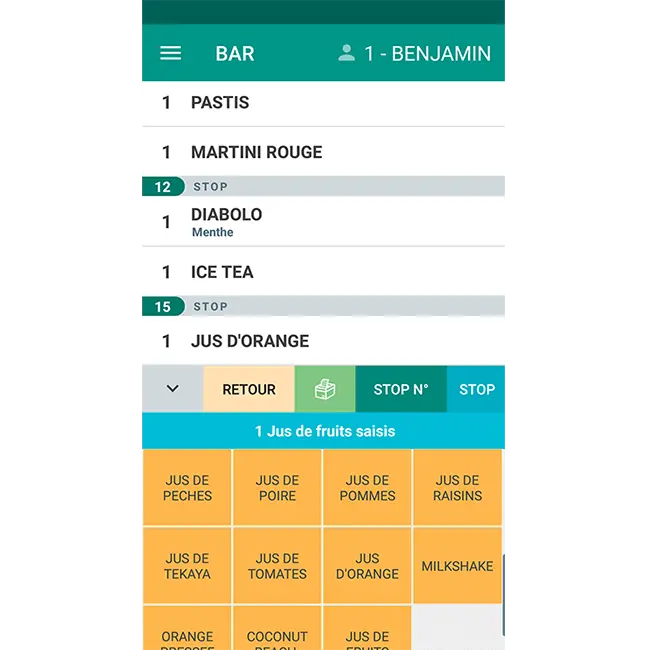 Prise de commande en mode bar / limonade