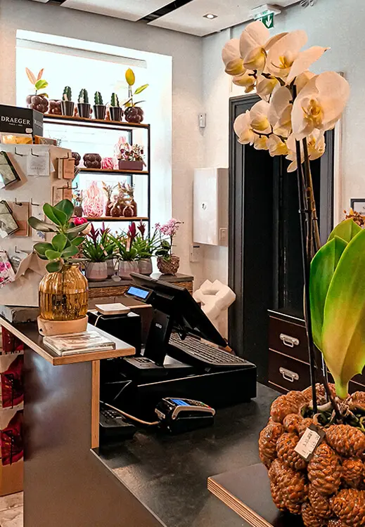 Installation caisse enregistreuse fleuriste Fleurs Flora Strasbourg