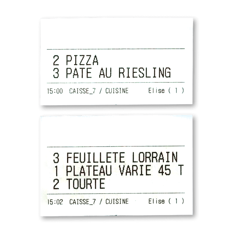 Tickets cuisine restaurant