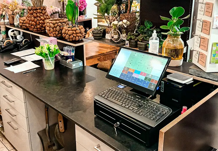 Caisse enregistreuse fleuriste Fleurs Flora Strasbourg